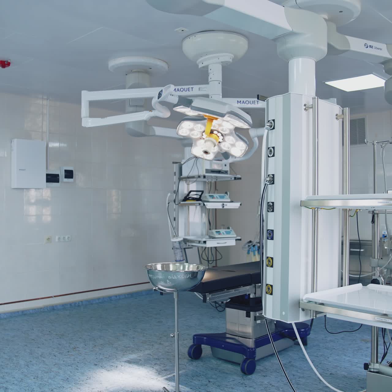 Empty operating theater in hospital. Modern empty surgery room with special equipment