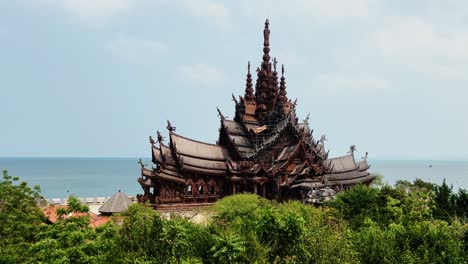the sanctuary of truth is an unfinished museum in pattaya, thailand