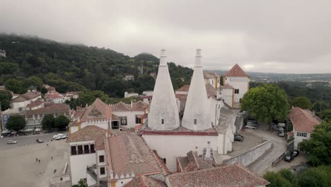 palace of sintra, also called town palace, with two distinctive chimneys, portugal