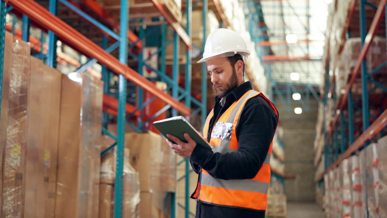 Un operaio del magazzino controlla l'inventario con un blocco