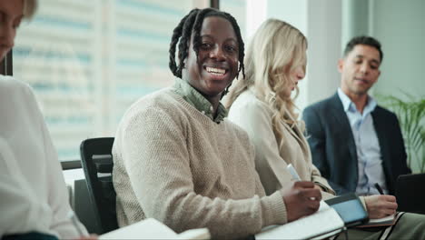 group of professionals in a business meeting