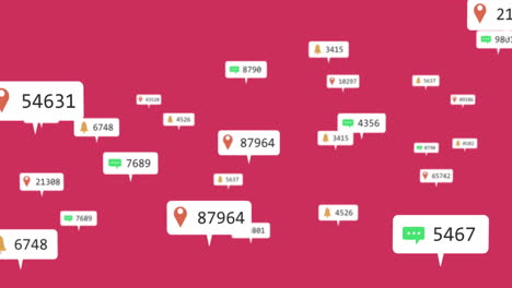 animation of social media data processing over pink background