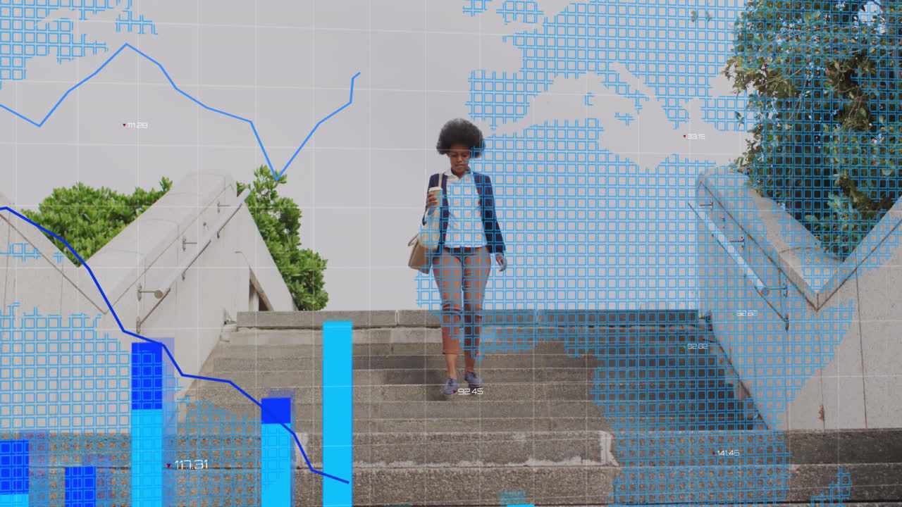 도시에서 아프리카계 미국인 여성에 대한 통계 및 비즈니스 데이터의 애니메이션