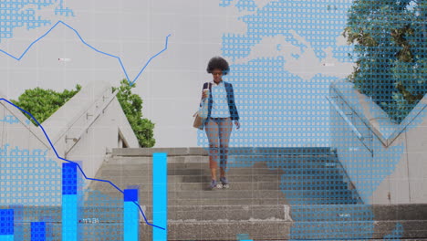 animación de estadísticas y datos comerciales sobre la mujer afroamericana en la ciudad