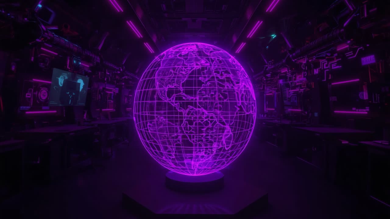 Futuristic Holographic Globe Display