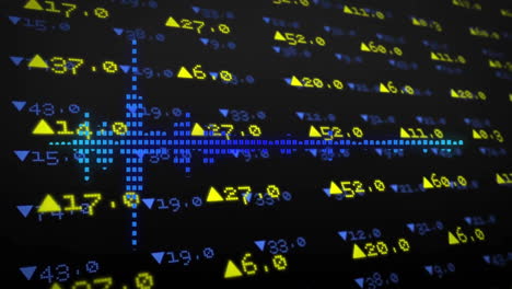 Animating-stock-market-data-and-financial-trends-with-yellow-symbols-on-black-background