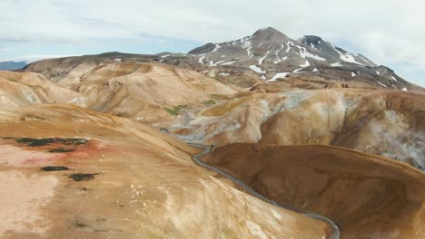 epic fpv drone shot through badlands landscape in iceland, kerlingarfjöll