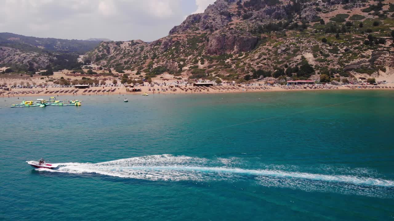 Motorboat Cruising In The Ocean With Backwash Behind