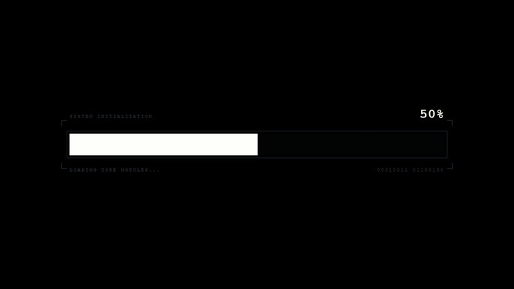 Digital Loading Progress Bar with Binary Code Background