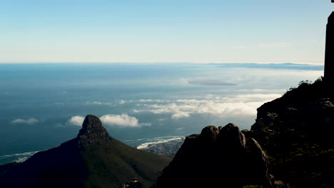 view from table mountain over lion's head in cape town, south africa