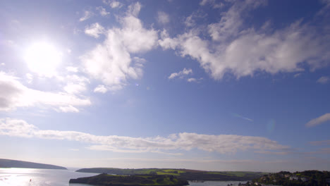 panoramic shot of coastline to sky