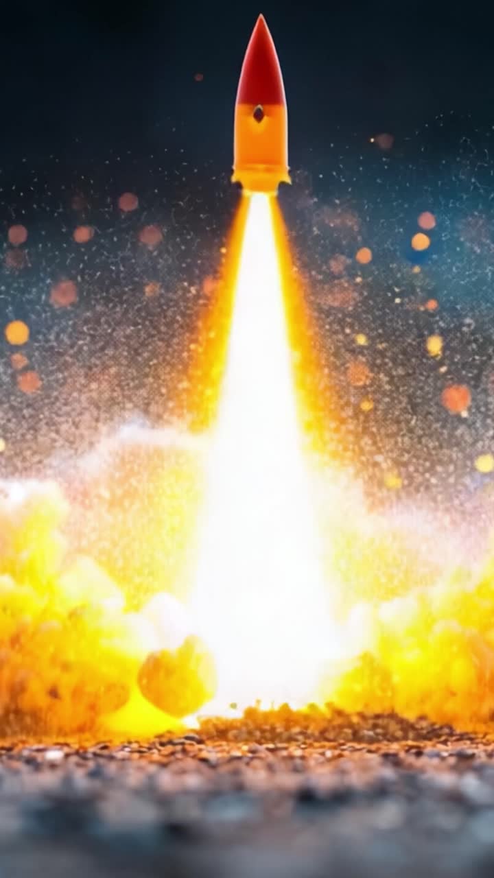 A Powerful Launch: Capturing the Dynamic Ascent of a Rocket as it Ignites, Ascends, and Combines Forces of Fire and Smoke in Stunning Display