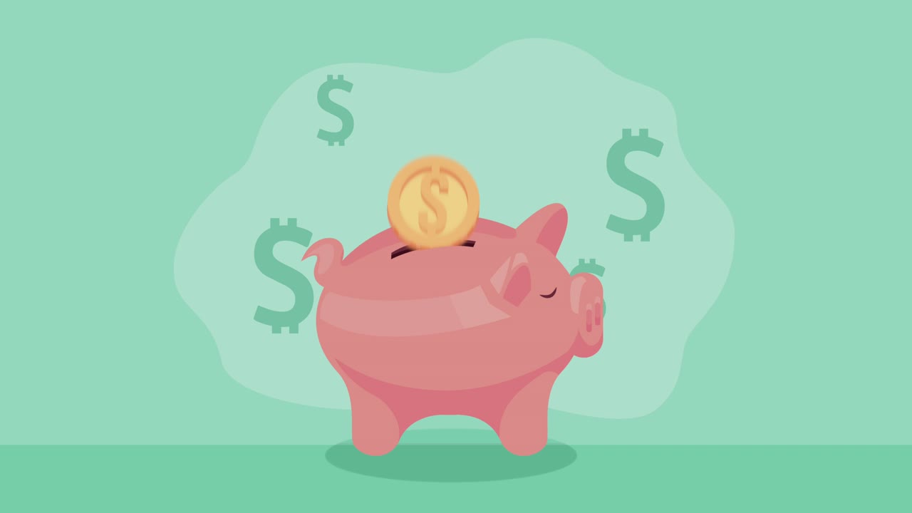 piggy savings dollars with coin