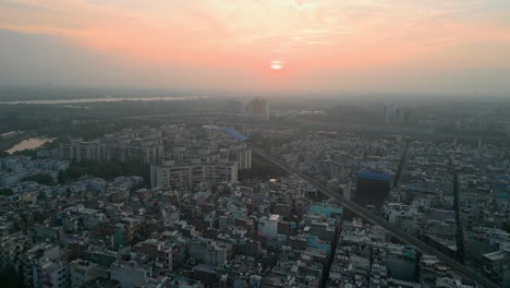 beautiful sunset in noida sector 15 done moving front view in delhi in india