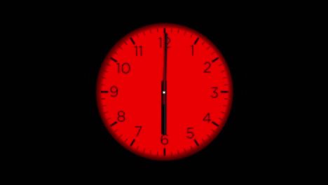 clock timelapse looping 12 hours - clock - wall clock - minimal abstract motion 3d rendering clock time concept time lapse hours - clock time lapse - clock time lapse loopable - 12 hours timelapse - red color clock loop - black background - clock time