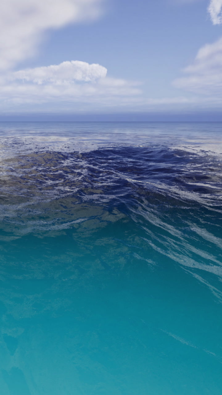 Vibrant waves dance under a clear sky in a serene ocean setting