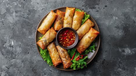 crispy spring rolls with dipping sauce