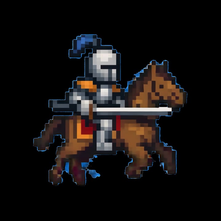 Animazione di Cavaliere in Pixel Art a Cavallo