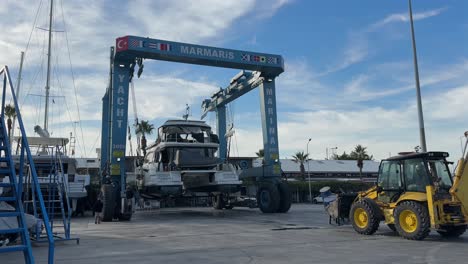 yacht maintenance at marmaris marina, turkey