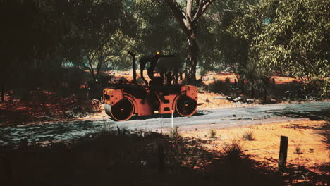 tractor de rodillos en el bosque
