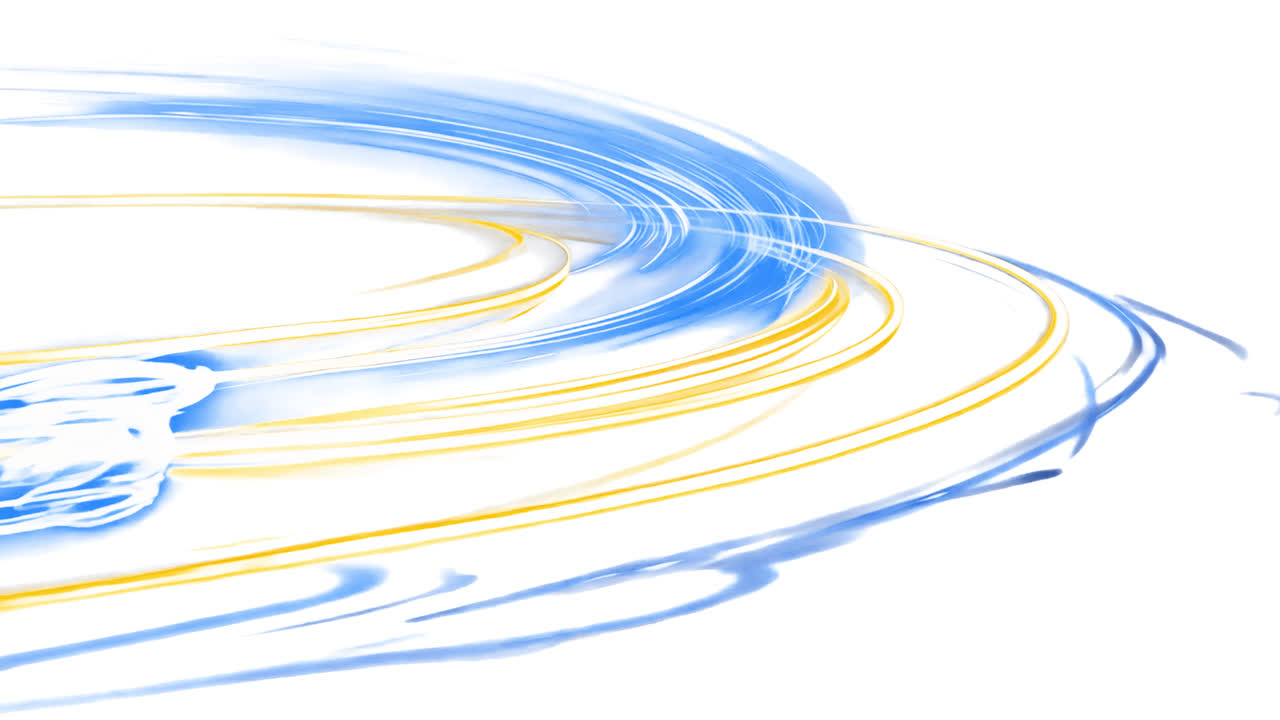 Blue and yellow energy flow animated overlay, transparent 4K video, alpha channel, ProRes 4444