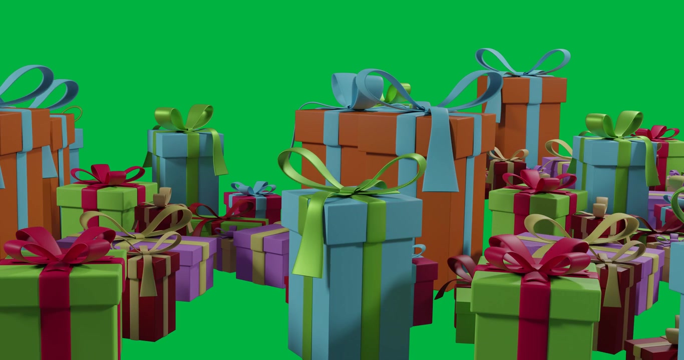 Animation of christmas presents on transparent background