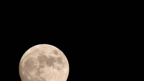 Beginnend-Mit-Nur-Dem-Oberen-Drittel-Eines-Leuchtend-Gelb-orangefarbenen-Vollmonds-Sichtbar,-Bewegt-Sich-Der-Mond-Vollständig-In-Das-Bild-Hinein-In-Richtung-Mitte