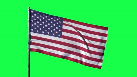 usa flag on green screen. seamless loop 3d animation of us symbol