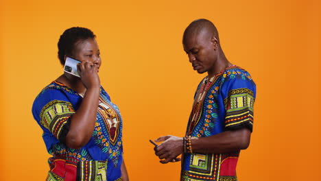 african american people answering phone call on camera