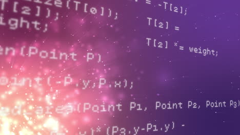 Animation of data processing on purple and gold background