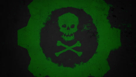 green skull and toxic sign on grunge texture