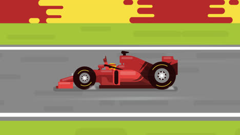 an animation of formula 1 racing car with flat design