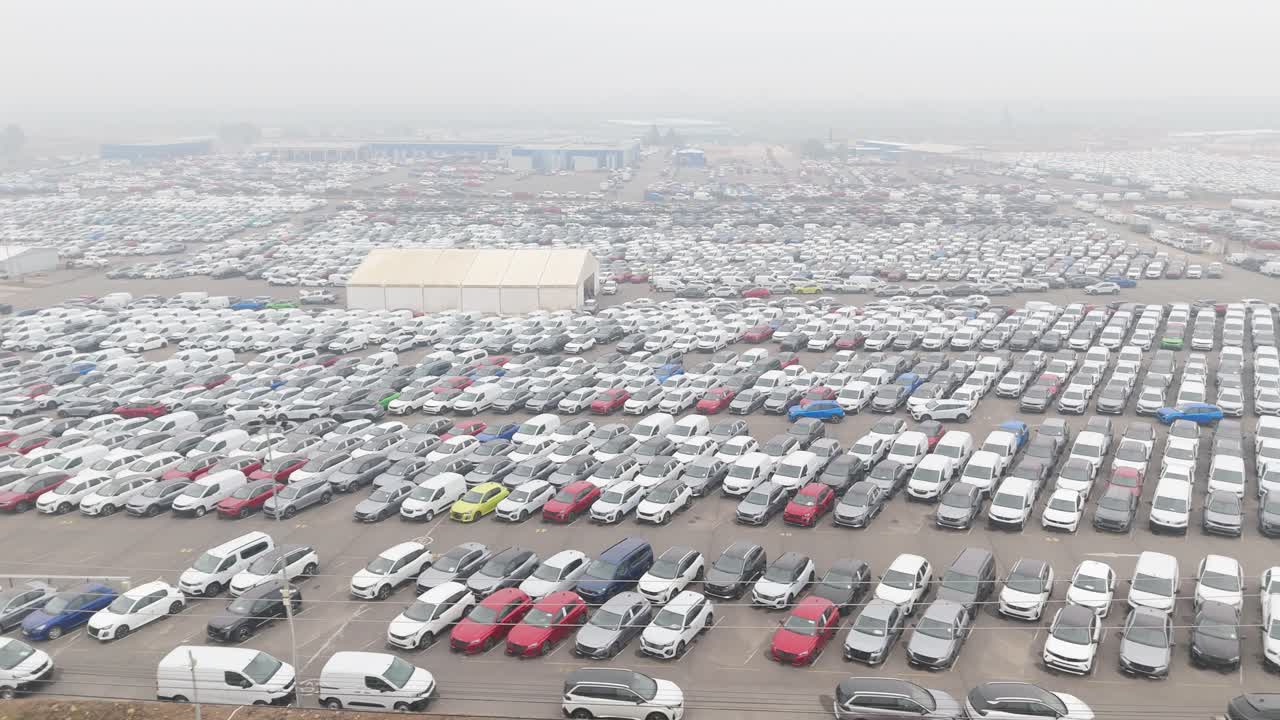 White vehicles parked in the commune of Pudahuel, metropolitan region, country of Chile