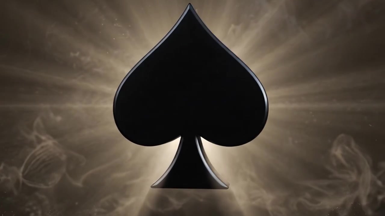 A dramatic transition from a mysterious shadowy figure to the iconic black spade symbol, representing elegance and power in a captivating visual journey.