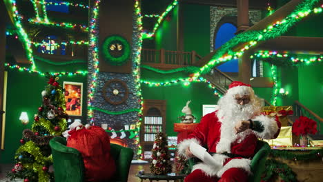 santa claus in a festive christmas office setting