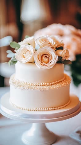 elegant two-tiered wedding cake with roses