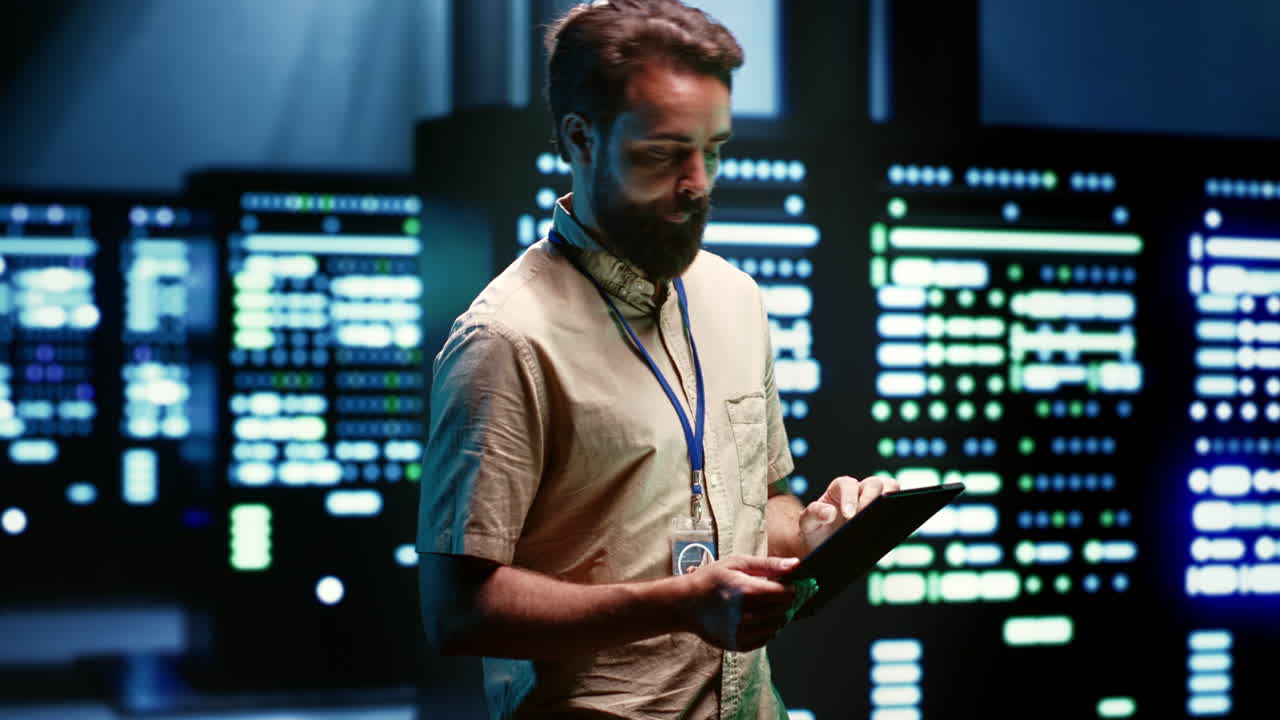 Employee working in server hub