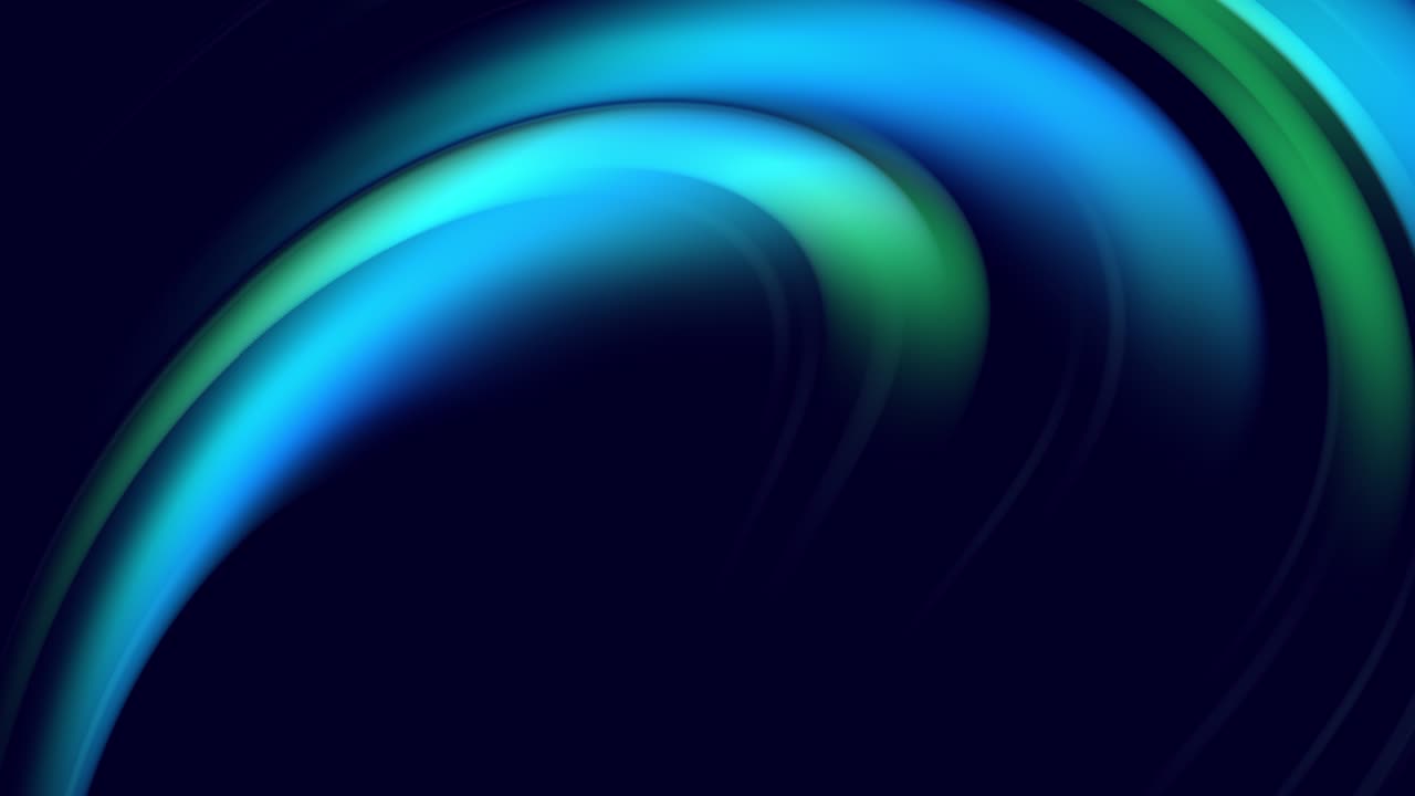 Abstract spiral gradient rotate. Twisted curved lines rotate as creative abstract background with liquid gradient of green blue colors mix slowly with copy space. 4k smooth seamless looped animation.