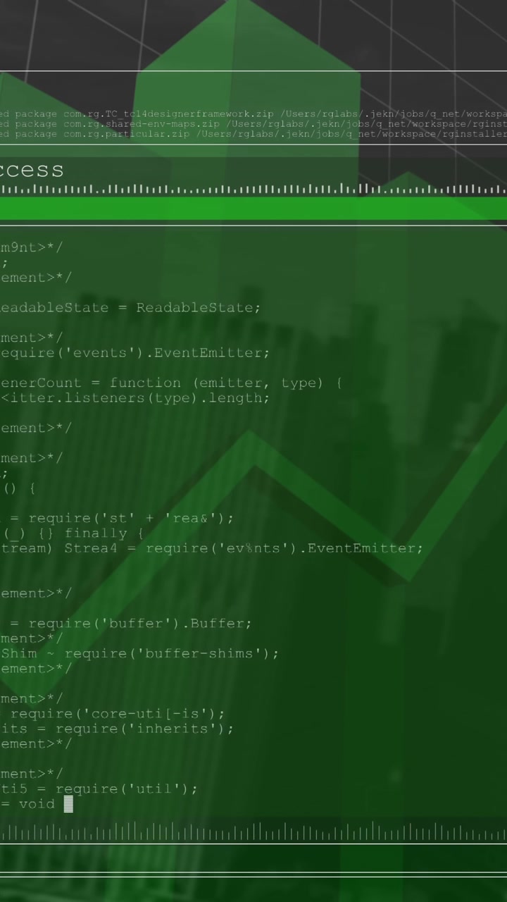 Multiple graphs moving over data processing against tall buildings in background
