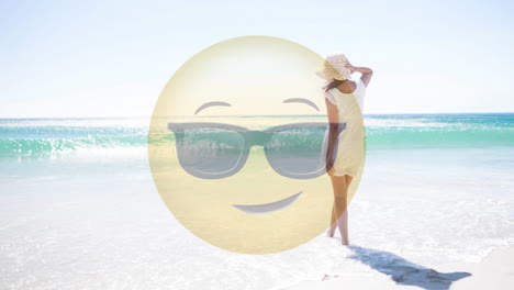 animated smiley and women looking at the sea