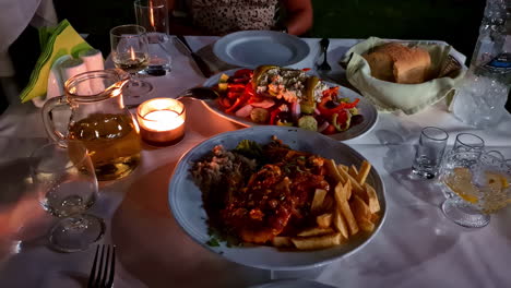 romantic dinner at a greek restaurant