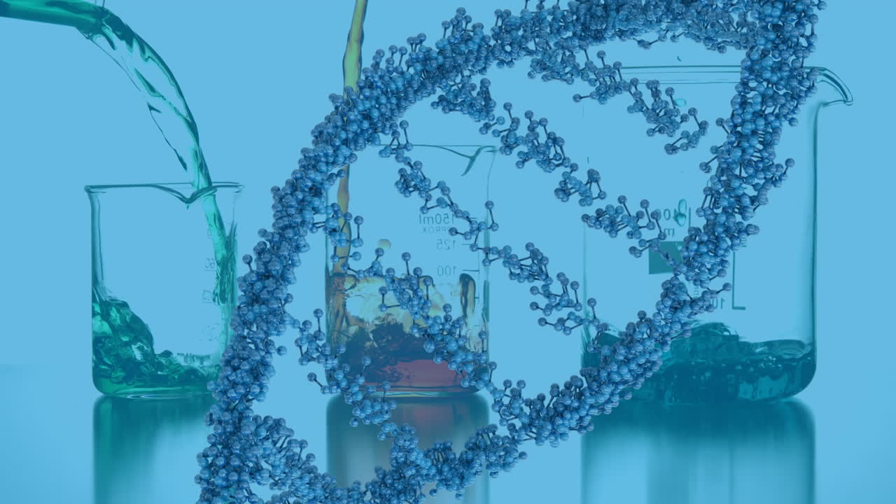 컵 위에 dna 스트랜드의 애니메이션