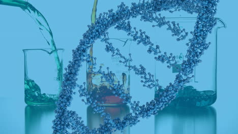 animation of dna strand over beakers