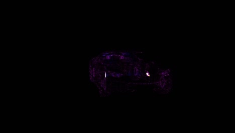 sport car rgb hologram wireframe. nice 3d animation on a black background with a seamless loop for futuristics projects