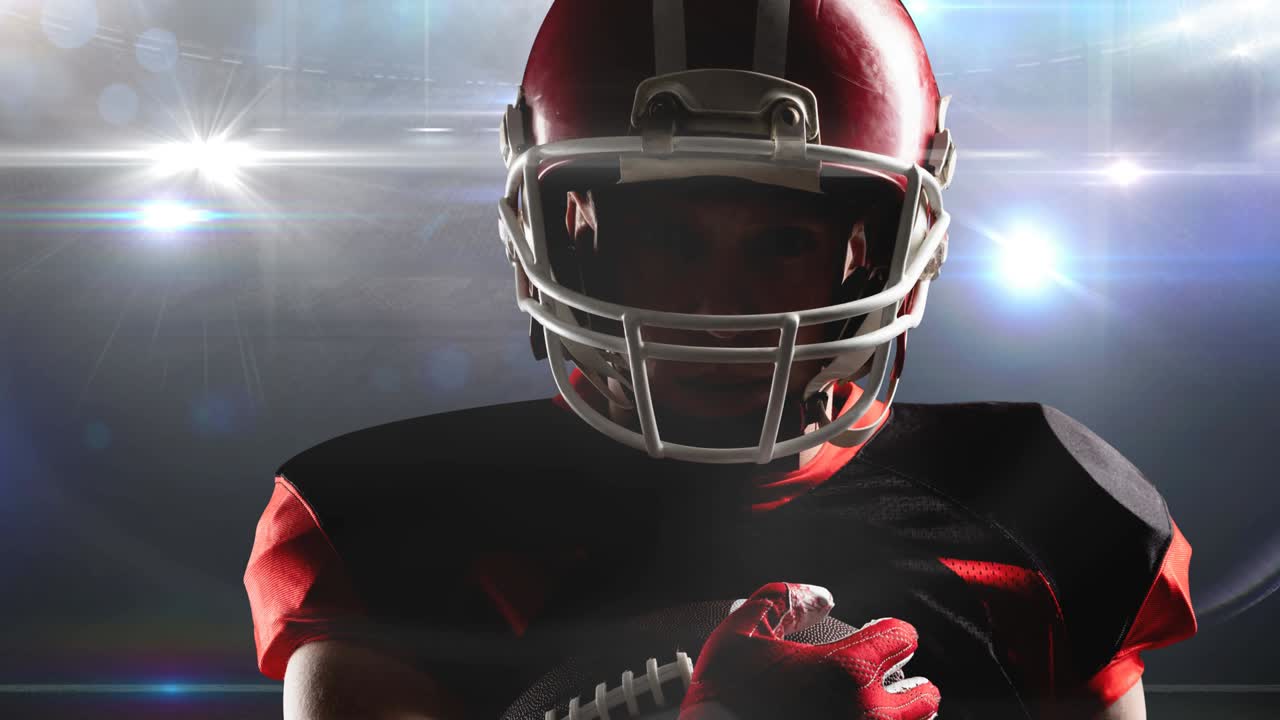 Animazione di luci che si muovono su un giocatore di football americano