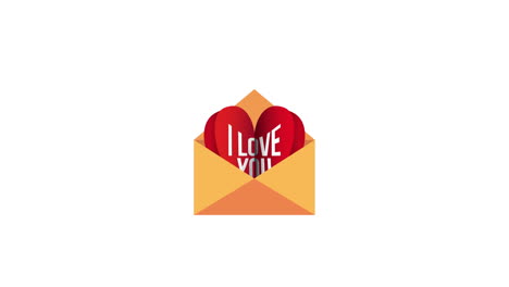 valentines day animated card with heart in envelope