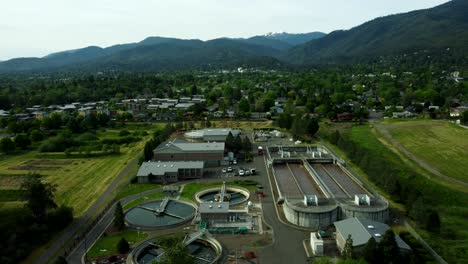 usa, or, ashland, wwtp, 45426 - wastewater treatment plant in the north of ashland. camera is stationary looking south with downtown and mt ashland in the distance.