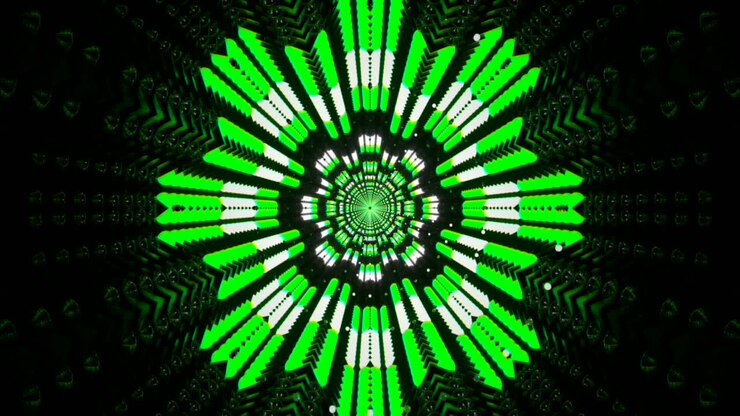 Captivating motion displays a swirling green and black geometric pattern, providing an engaging visual backdrop ideal for creating an immersive atmosphere during events