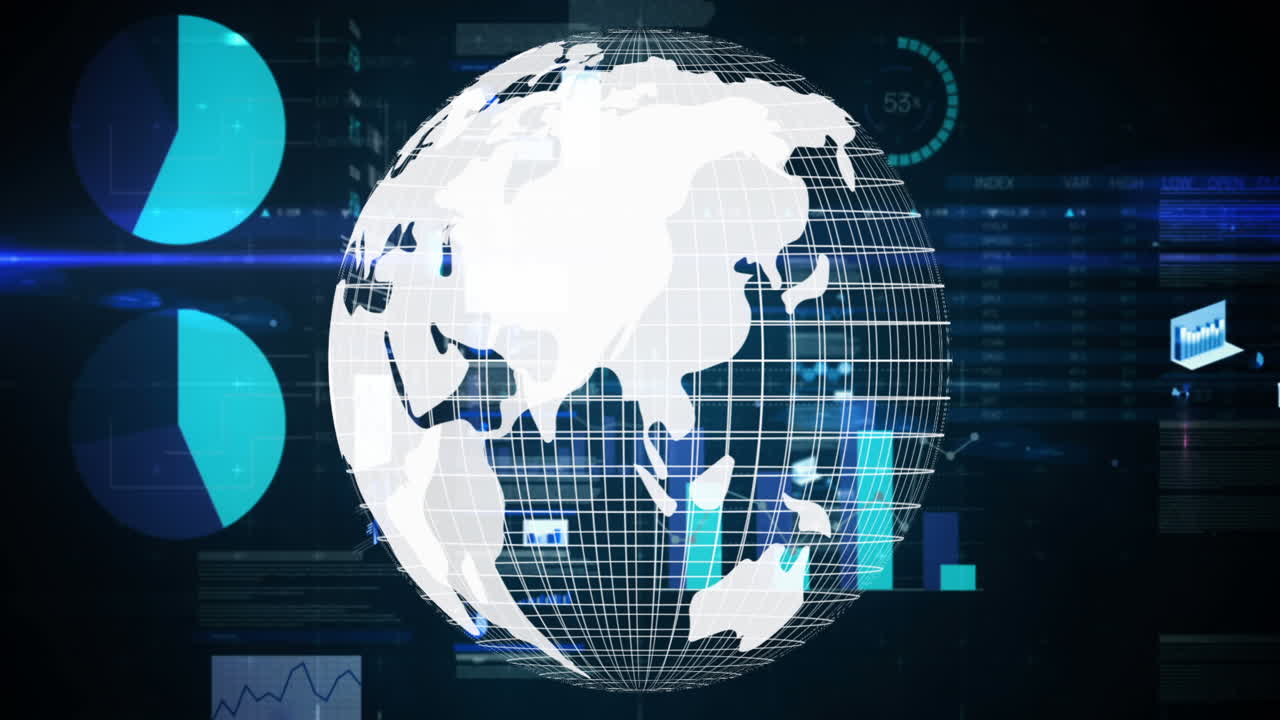 Globe turning with binary codes and statistical data 4k