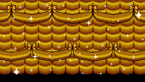 pixel art curtains and solid black backgrounds